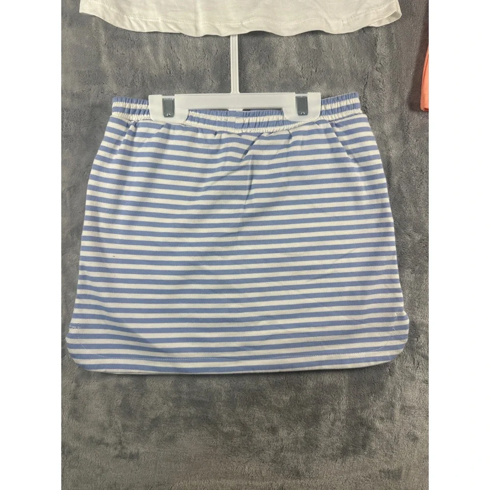 Cynthia Rowley Girls 3pc Outfit Set 5T Hello Spring Tee‎ Striped Skirt Coral Top